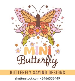 Mini butterfly floral retro design, floral retro butterfly designs