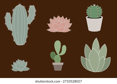 Vetor de design de coleção de mini cactos