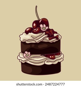 mini pastel con chocolate y cereza