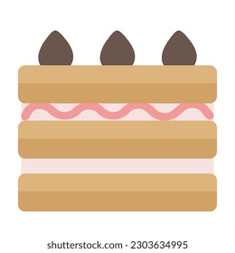 Mini cake in flat style. Delicious pastries.