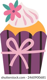 Mini Pastel Con Ilustración vectorial De Flores