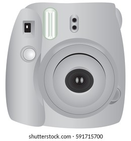 Mini Camera Instant built-in flash. Vector illustration.