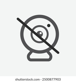 Mini camera off icon. Mini camera off isolated on white background. Mini camera off vector illustration. Sign. Symbol. Button. Element. Silhouette. Logo. web