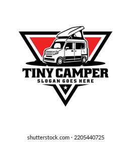 Mini camper van illustration emblem logo vector svg