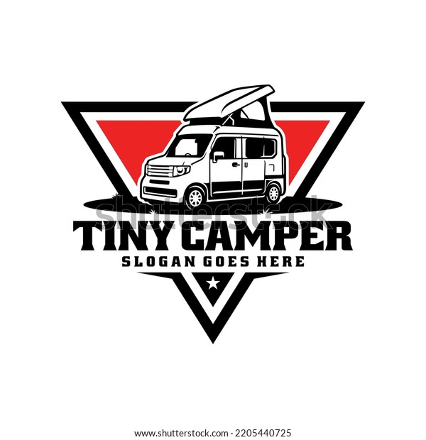 Mini camper\
van illustration emblem logo\
vector