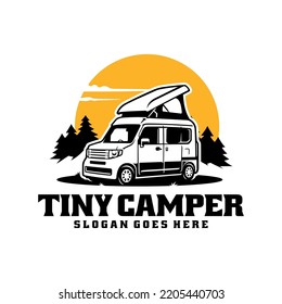 Mini camper van illustration logo vector svg