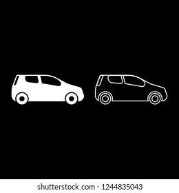 Mini car Compact shape for travel racing icon outline set white color