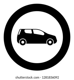 Mini car Compact shape for travel racing icon black color vector illustration flat style simple imagein circle round
