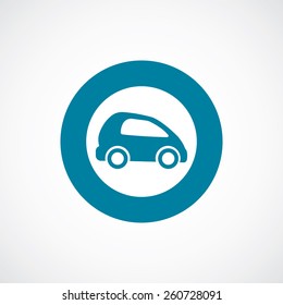 mini car icon bold blue circle border, white background  