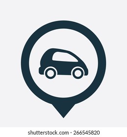 mini car icon map pin on white background

