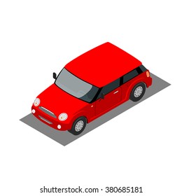 mini car on a white background isolated. Illustration made in isometric view