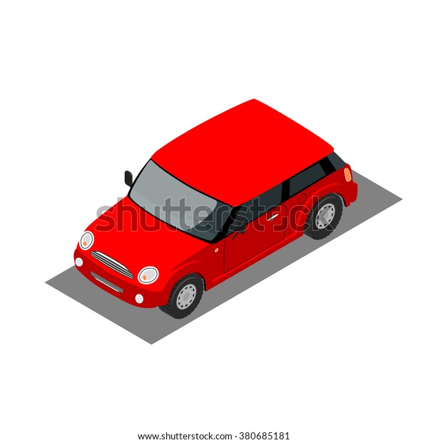 mini car on a white background isolated.\
Illustration made in isometric\
view