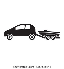 Mini Car Towing Boat Vector Icon Concept Design