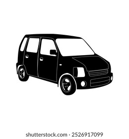 Mini car vector black and white