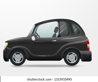Mini car vector on white. View from side. Kei car illustration
