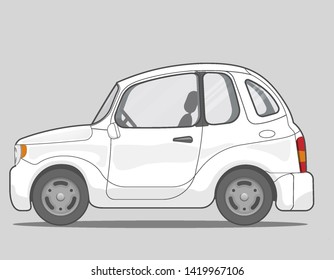 Mini car vector on white. View from side. Kei car illustration