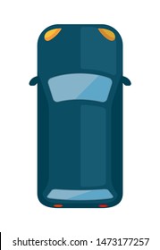mini car (view from above) vector flat icon / blue