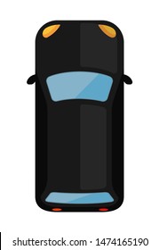 mini car (view from above) vector flat icon / black