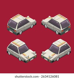 mini cars isometric style vector illustration design
