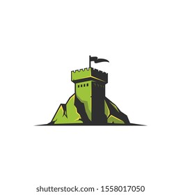 Mini castle in mountain with silhouette style