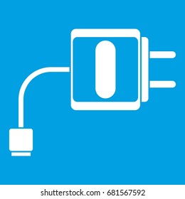 Mini charger icon white isolated on blue background vector illustration