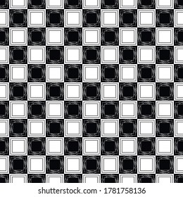 mini check seamless repeat pattern with hexagons in next-level black and white