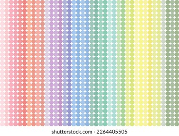 a lot of mini circle pastel rainbow in vertical line like a chain or net on clear background