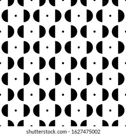 Mini circles, semicircles seamless pattern. Ethnic ornament. Geometrical background. Folk wallpaper. Tribal motif. Semicircle, dot shapes backdrop. Textile print, abstract image. Geometric vector.