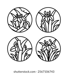 Mini circular Hanafuda icon set for May