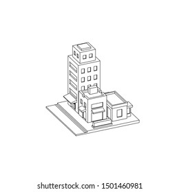 Mini City Block Isometric Line Art Stock Vector (Royalty Free ...