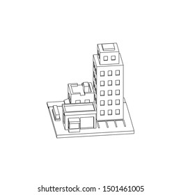 Mini City Block Isometric Line Art