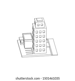 Mini City Block Isometric Line Art