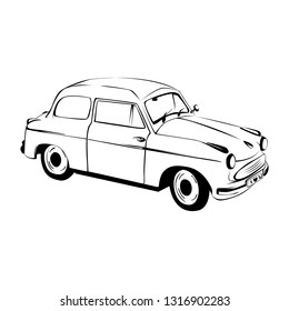 Mini classic car in black and white vector