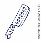 Mini Cleaver Chopping Knife Line Art Hand Drawn Vector Illustration
