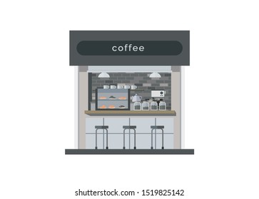 Mini coffee shop building. Simple flat illustration.