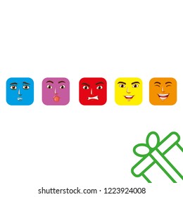 Mini collection of multi-colored square emoticons .Vector graphics