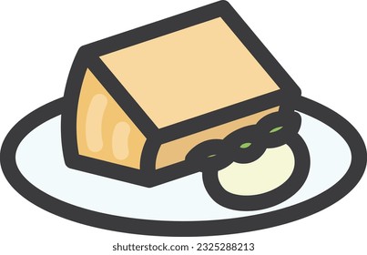 mini color food and drink illustration Baumkuchen, Cut