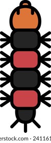 Mini color insect illustration icon caterpillar