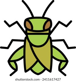 Mini color insect illustration icon grasshopper