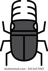 Mini color insect illustration icon stag beetle