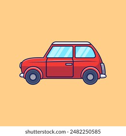 Mini Compact Car Cartoon Vector Icon Illustration. Technology Transportation. Flat Cartoon