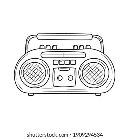 Mini Compo Radio cassette player linear style pictogram vector illustration, isolated on white