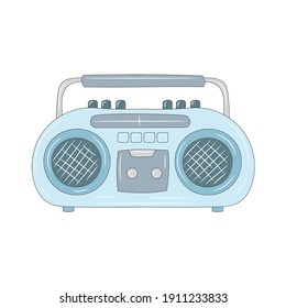 Mini Compo Radio cassette player vector illustration, isolated colored hand drawn style
