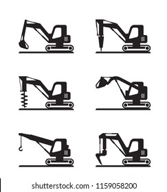 Mini construction machinery - vector illustration