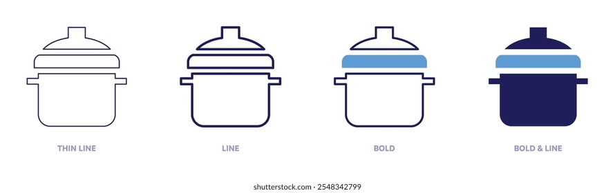 Mini cooking pot icon in 4 different styles. Thin Line, Line, Bold, and Bold Line. Duotone style. Editable stroke.