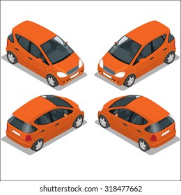 Mini Cooper. Mini Car. Icon. Flat 3d High Quality City Transport Icon Set. Automobile. 