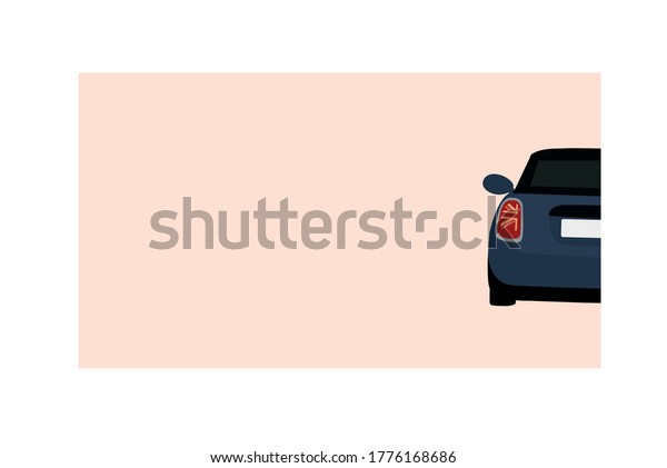 Mini cooper post card.
Design for business cards. Cute blue car on pink background. Design
 for a car service station, a car store, car wask. Picture for
souvenirs.