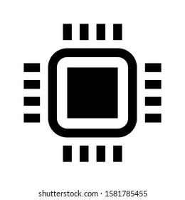 Mini CPU vector icon. Isolated flat vector. Mobile cell phone CPU illustration. Silhouette of micro processor, digital chip pictogram. Technology part symbol.