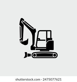 Mini crawler excavator vector icon