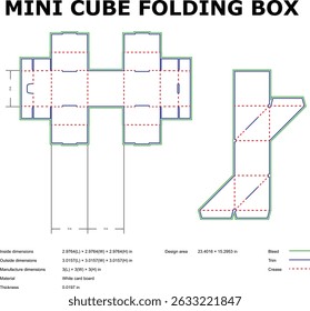 Mini cube folding box template printable diagram design